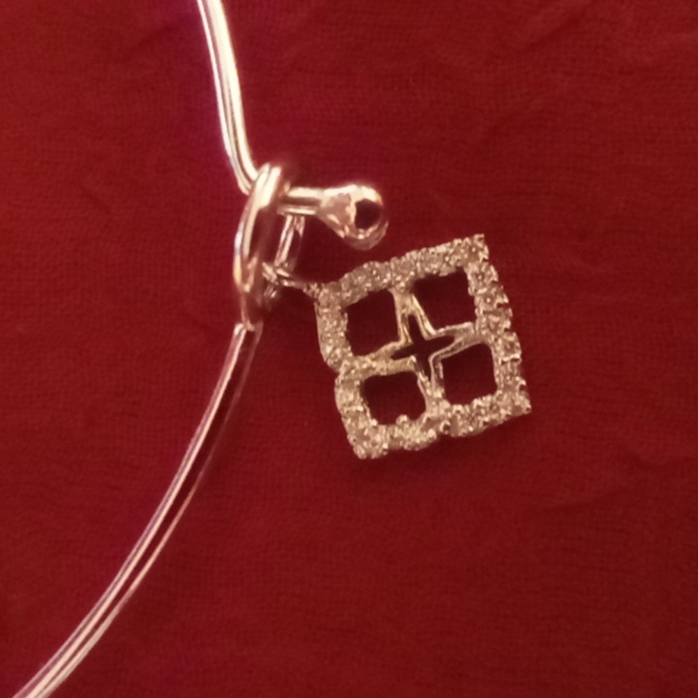 Georgina flower bracelet sterling silver and diamond hook & loop bangle bracelet
